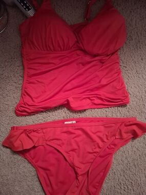 Daniel Cremieux Red Women’s Tankini Bikini Set